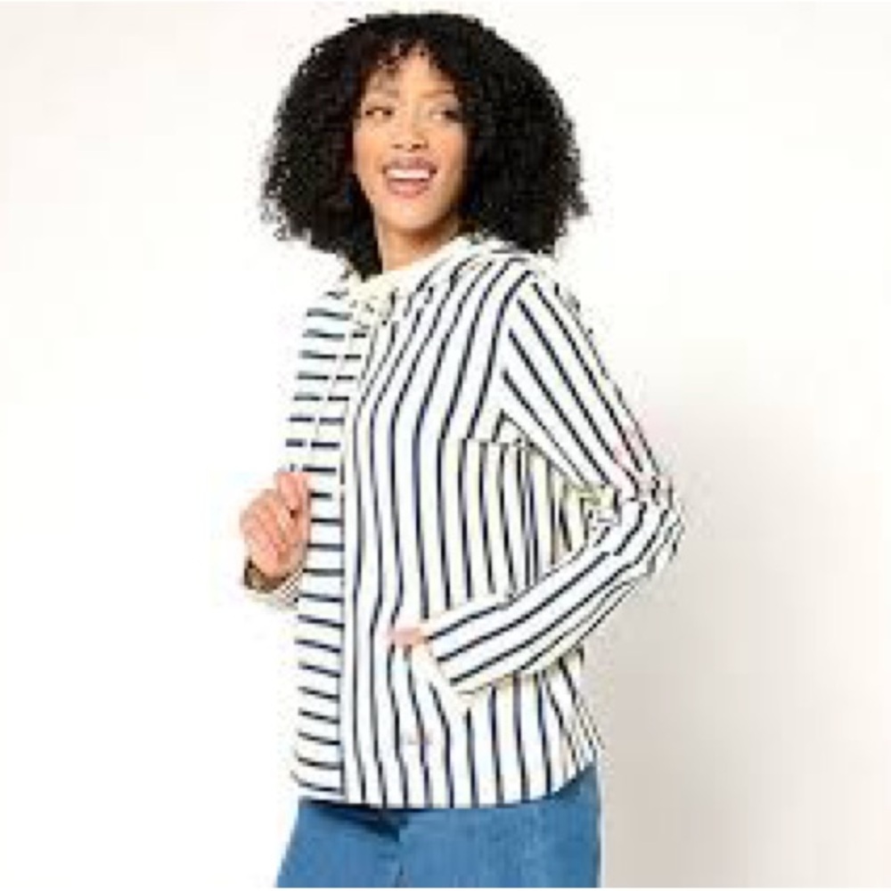 Peace Love World 100% Cotton Mixed Striped Hooded Tunic